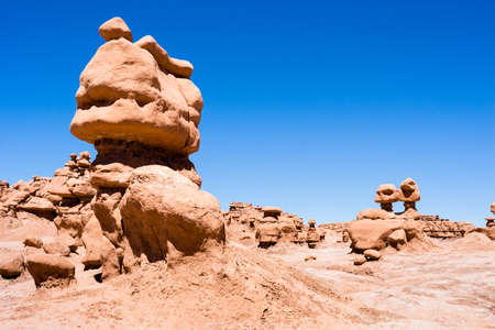 Unusual rock formations in Goblin Valley State Park - Utah, USAの写真素材
