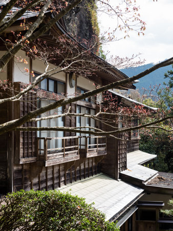 Kumakogen, Ehime prefecture, Japan - April 10, 2018: On the grounds of Iwayaji, temple number 45 of Shikoku pilgrimageのeditorial素材