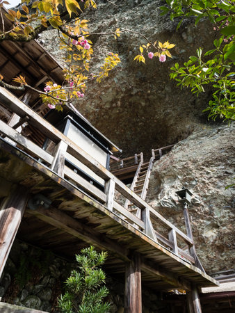 Kumakogen, Ehime prefecture, Japan - April 10, 2018: On the grounds of Iwayaji, temple number 45 of Shikoku pilgrimageのeditorial素材