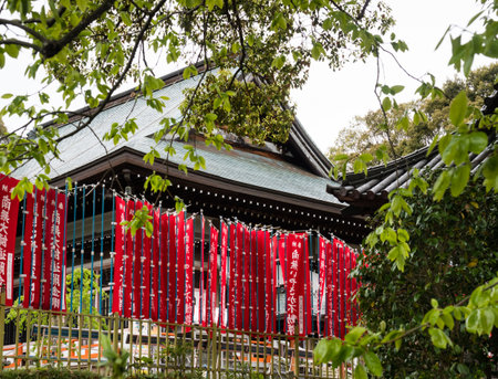 Matsuyama, Ehime prefecture, Japan - April 10, 2018: On the grounds of Yasakaji, temple number 47 of...