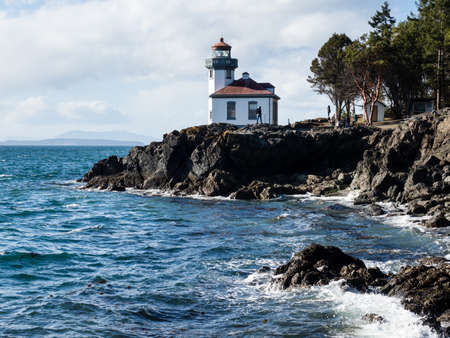 Lighthouse at Lime Kiln Point State Park on San Juan Island - WA, USAの写真素材