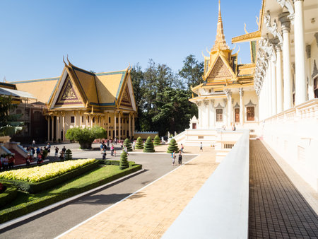 Phnom Penh, Cambodia - February 11, 2017: On the grounds of the Royal Palace of Cambodiaのeditorial素材