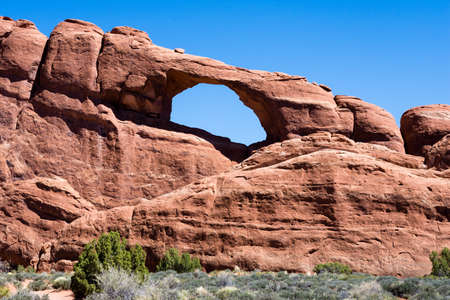 View of the Skyline Arch in Arches National Park - Moab, Utah, USA