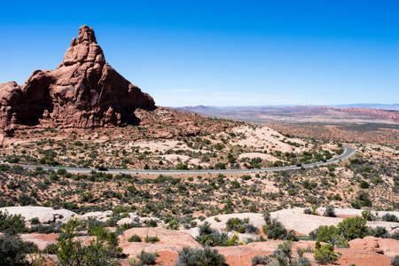 Scenic view from Garden of Eden viewpoint in Arches National Park - Moab, Utahの写真素材