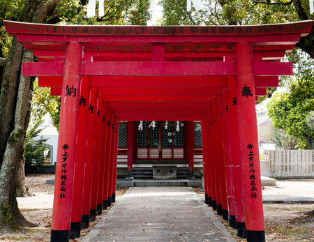 Imabari, Japan - April 11, 2018: Inari Jinja on the grounds of Bekku Oyamazumi shrineのeditorial素材