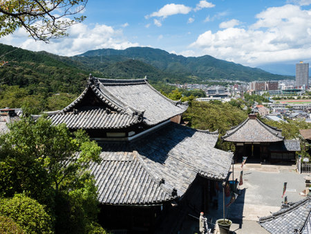 Otsu, Japan - August 21, 2018: Scenic view from Miidera, temple number 14 of the Saigoku Kannon pilgrimageのeditorial素材