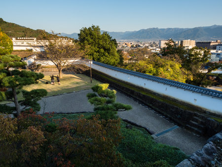 Kofu, Japan - October 26, 2017: Scenic view of Kofu city from Maizuru Castle Park (Kofu castle)のeditorial素材