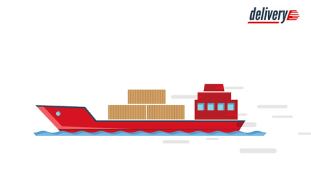 Ship isolated on white background. Public transport design. Fast delivery icon container ship - vector illustration.のイラスト素材