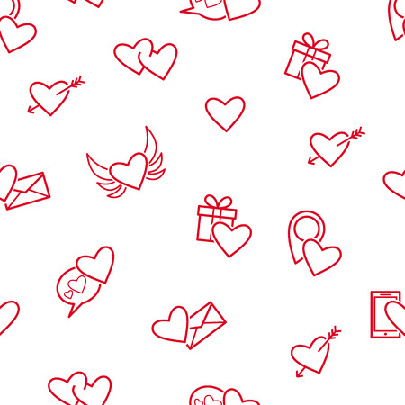 Vector of red hearts seamless pattern.のイラスト素材