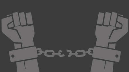 Vector hands in shackles with broken chainのイラスト素材