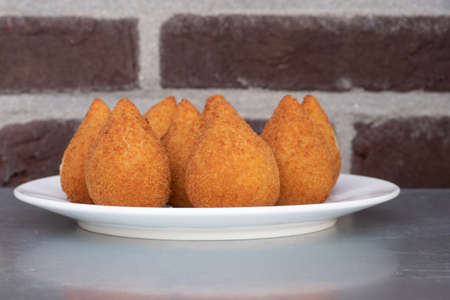 coxinhas, brazilian party finger food fried snack, stuffed with chickenの写真素材