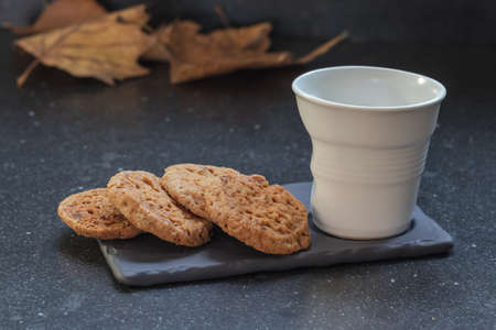 Cookies and soy milk work home