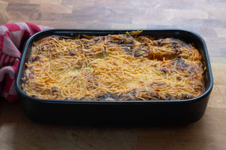 Hot lasagna from the oven