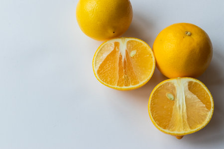 Juicy and fresh sliced yellow sweet lemon