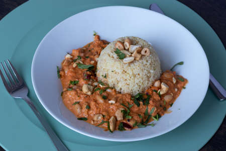 Creamy bean masala with bulgurの写真素材
