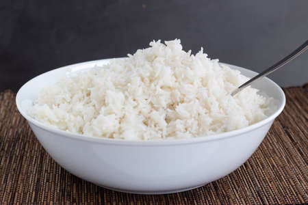 Rice bowl on a dark backgroundの写真素材