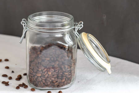 Coffee beans in a maison jarの写真素材
