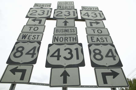 State highway signs pointing in all directions in Southeast USAの写真素材