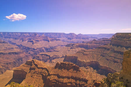 Edge of South Rim of Grand Canyon National Park in mid-summer in Arizonaの写真素材