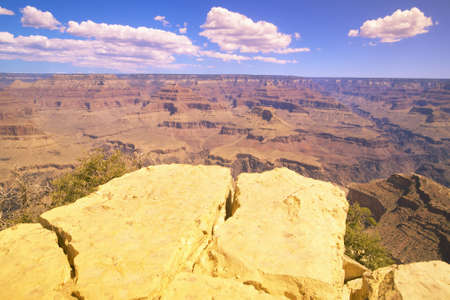 Edge of South Rim of Grand Canyon National Park in mid-summer in Arizonaの写真素材