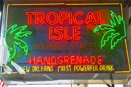 Tropical Isle neon sign in French Quarter of New Orleans, Louisianaのeditorial素材