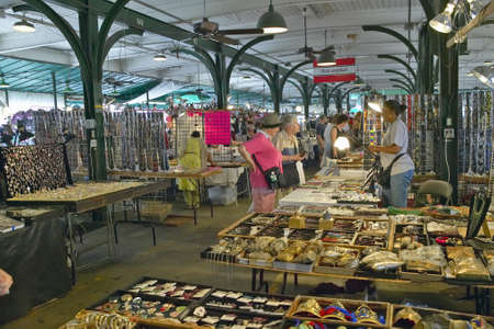 Interior shopping in historic district market of French Quarter of New Orleans, Louisianaのeditorial素材