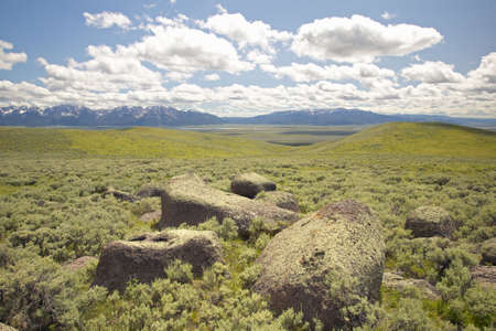 Large rocks and mountains in Centennial Valley near Lakeview, MTの写真素材