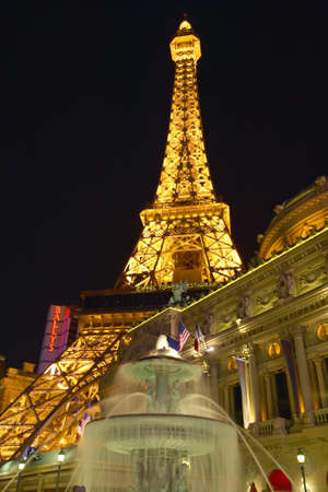 Vertical night view of Eiffel Tower at Paris Casino, Las Vegas, NVのeditorial素材