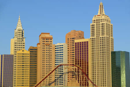 Roller coaster ride in New York New York Casino in Las Vegas, NVのeditorial素材