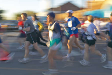 Marathon runners in Columbus Ohio on a sunny Sunday morningのeditorial素材