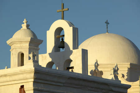 Historic white Mission of San Xavier del Bac, south of Tucson Arizona, part of the Spanish missions in the southwest USAのeditorial素材