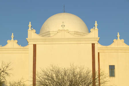 Historic white Mission of San Xavier del Bac, south of Tucson Arizona, part of the Spanish missions in the southwest USAのeditorial素材