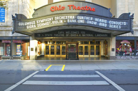 Ohio Theater marquee theater sign advertising Columbus Symphony Orchestra in downtown Columbus, OHのeditorial素材