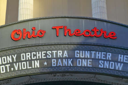 Ohio Theater marquee theater sign advertising Columbus Symphony Orchestra in downtown Columbus, OHのeditorial素材