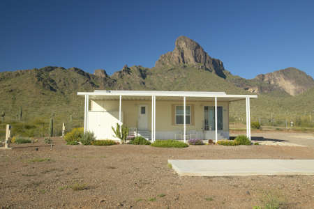 White modular home in the desert near Picacho Peak State Park, AZのeditorial素材