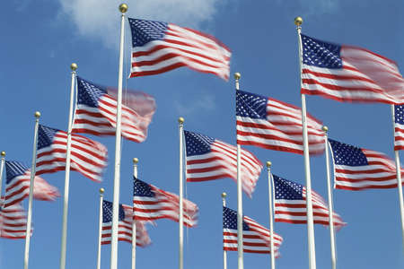 American flags flying in the wind, Washington, D.C.のeditorial素材