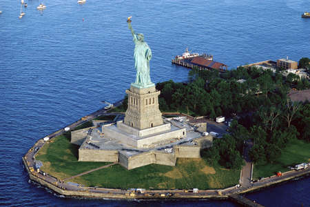 Aerial view of the Statue of Liberty, New York City, New Yorkのeditorial素材