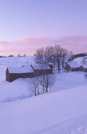 A vertical image of Jenne Farm with winter snow のeditorial素材