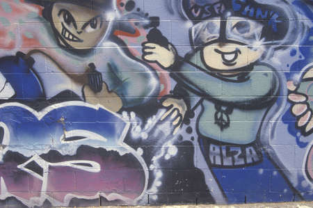 Graffiti painted on a wall during the Los Angeles riotsのeditorial素材