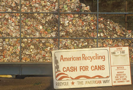 Recycling sign at can collecting site