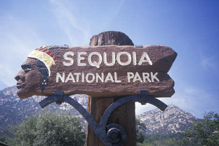 Sign for Sequoia National Park, Californiaのeditorial素材