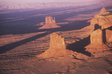 Aerial View of Monument Valley at Sunset, Arizonaのeditorial素材