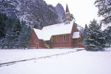 Church in Winter, Yosemite Valley, Californiaのeditorial素材