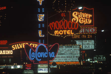 A group of neon signs as you enter Las Vegasのeditorial素材