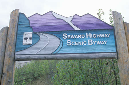An Alaskan highway signのeditorial素材