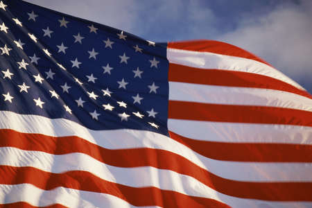 American flag waving in wind
