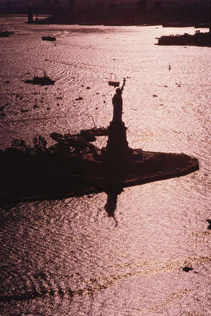 Statue of Liberty in New York Harborの写真素材