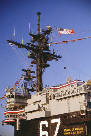 Battleship decorated for Independence Day