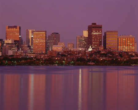 Boston reflecting in the Charles Riverの写真素材