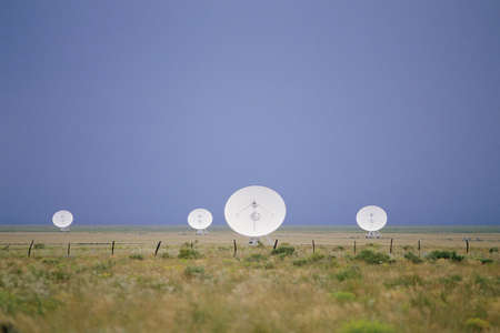 VLA Very Large Array radio telescope dishes in fieldの写真素材